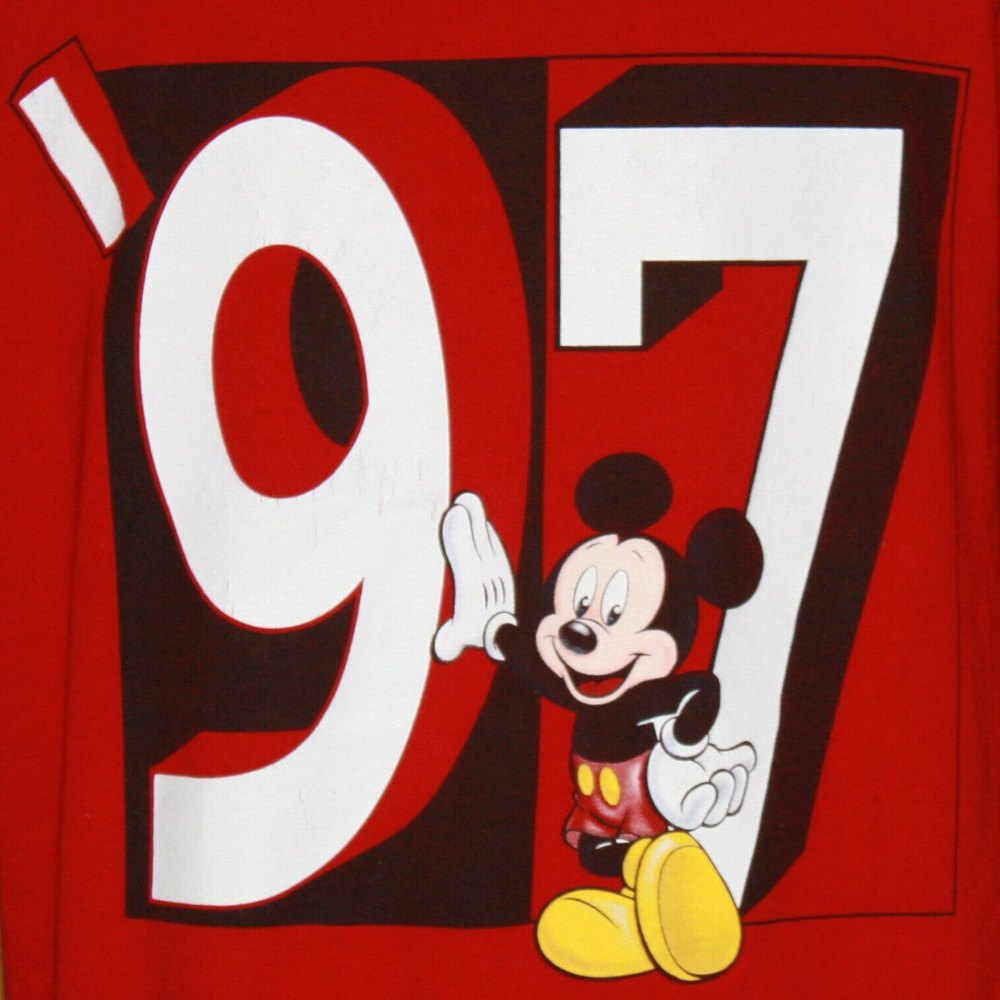 Vintage 1997 Mickey Inc Mickey Mouse Red T Shirt Walt Disney World Size Large